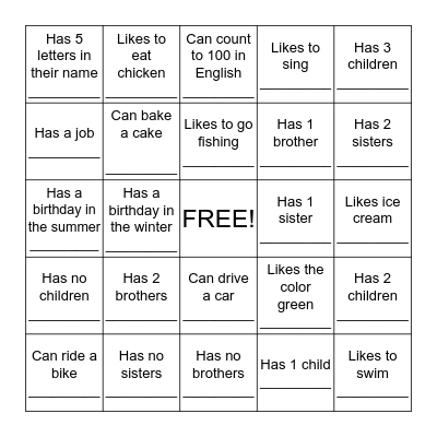 Find Someone Who... Bingo Card