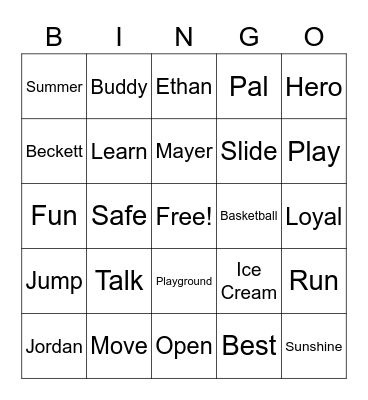 Buddy BINGO Card