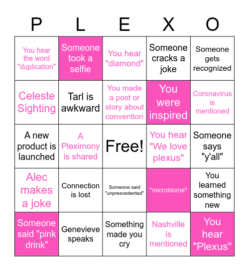 Plexus Bingo Card