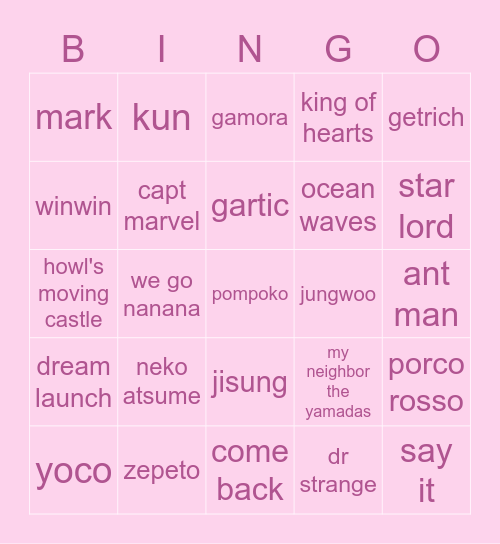 bingbing Bingo Card