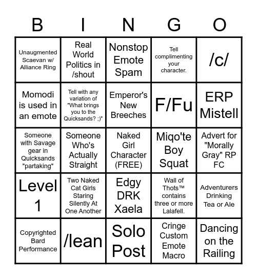 Balmung Quicksands Bingo Card