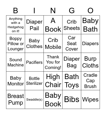 Registry Bingo Card
