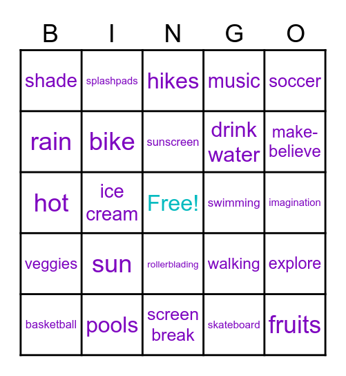 Summer Bingo Card