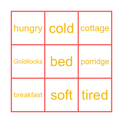 Goldilocks and the three bears Bingo Card