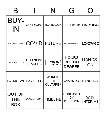 HIGHER ED BINGO Card