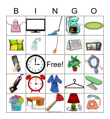 Around the House Bingo Card