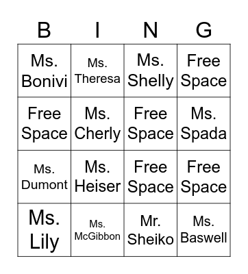 End of Year Celebration! Bingo Card