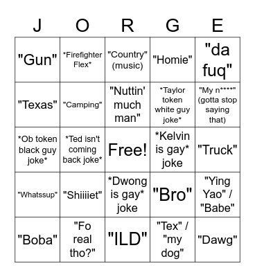 Jorge Bingo Card