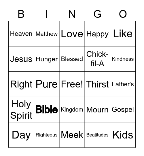 Sunday Morning Bingo Card