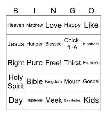 Sunday Morning Bingo Card