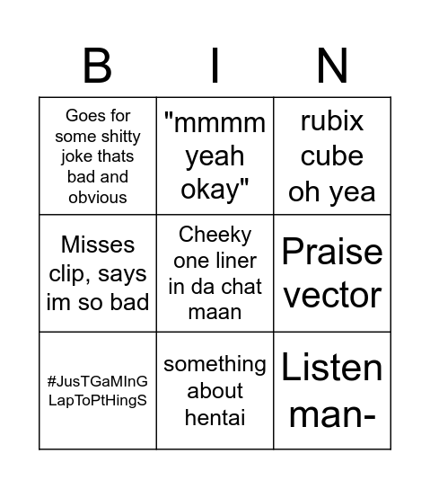 B(ingo)ryan Bingo Card