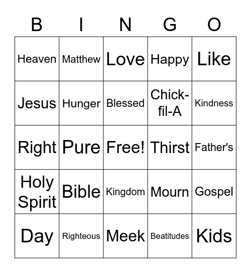 Sunday Morning Bingo Card