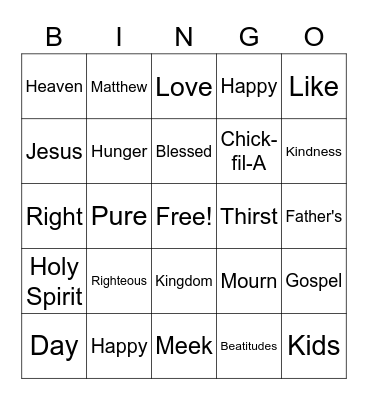 Sunday Morning Bingo Card