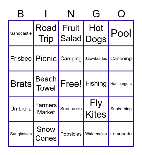 MCCR Summertime Fun! BINGO Card