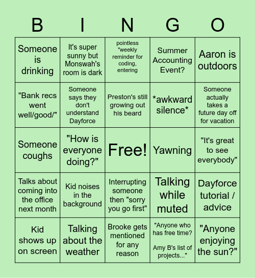 Accounting Meeting 6/18/20 Bingo Card