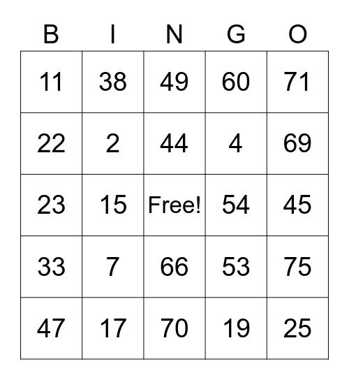 Winner Winner Bingo Card