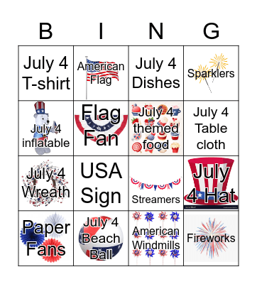 4th of July Bingo Card