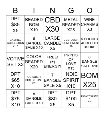 OCTOBER WEEK TWO!! Bingo Card