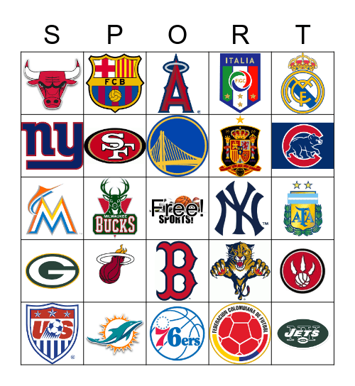 Sports Team BINGO Card