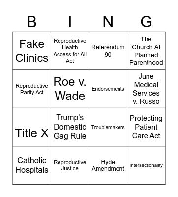NARAL BINGO Card