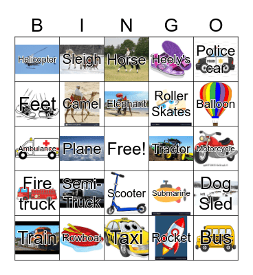 Transportation Bingo Card