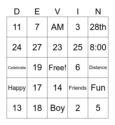 Happy Birthday ... Bingo Card