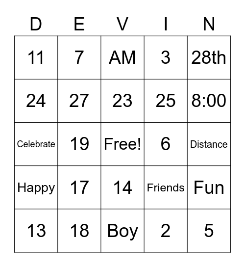 Happy Birthday ... Bingo Card