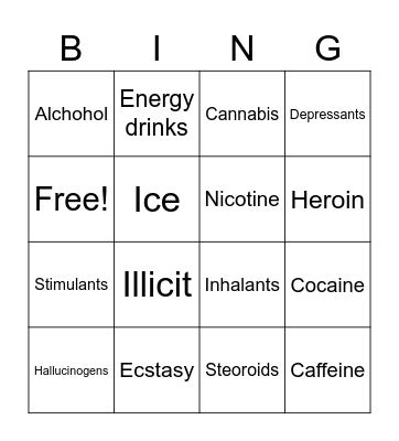 Drugs Bingo Card