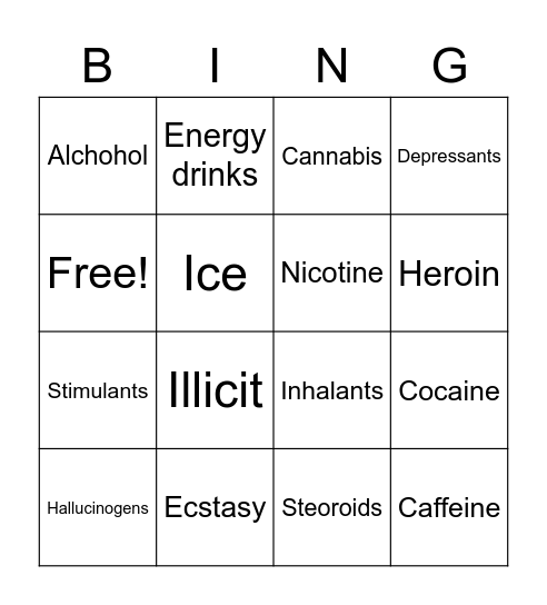 Drugs Bingo Card
