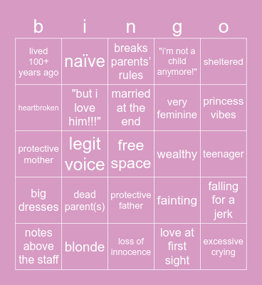 how alike are our typecasts? Bingo Card