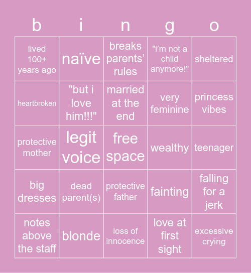 how alike are our typecasts? Bingo Card