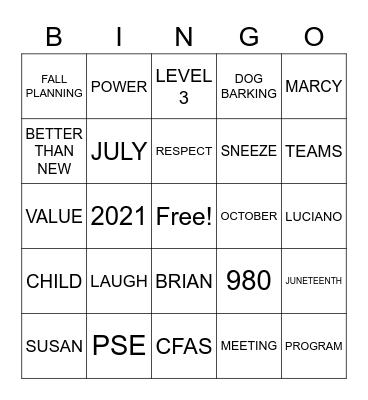 CENTRAL ASR BINGO Card