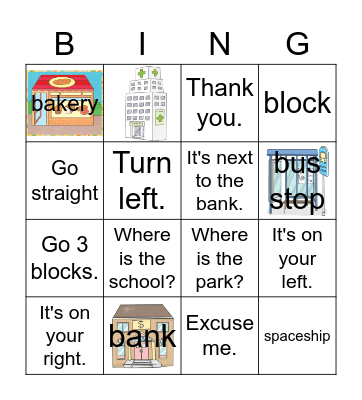 Directions Bingo Card