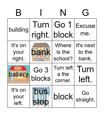 Directions Bingo Card