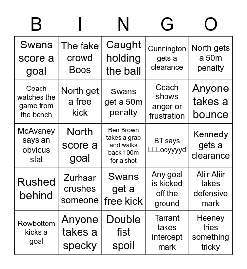 Puntclub Bingo Card