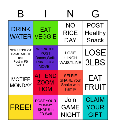 Nutrition and Coaching by Coach Joanne Bingo Card