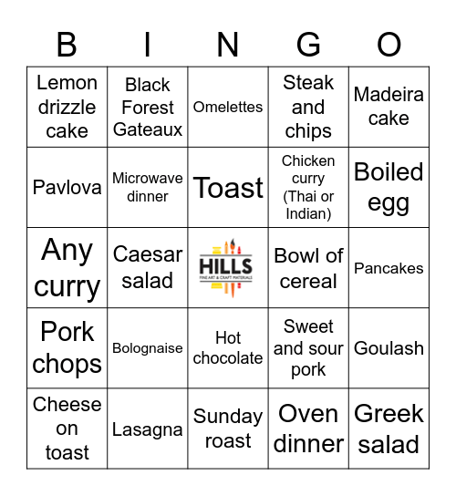 What can (did you) you cook and bake! Bingo Card