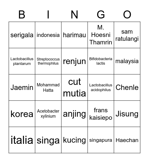 Chiara's Bingo Card