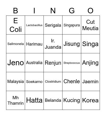 Bingo Mamat Bingo Card