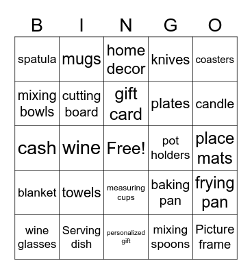 bridal shower Bingo Card