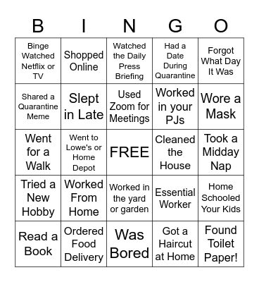 After Quarantine Singles Bingo! Bingo Card
