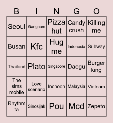 Jane Bingo Card