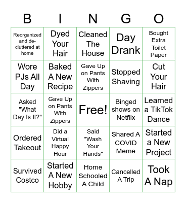 307 Bingo: COVID Edition Bingo Card