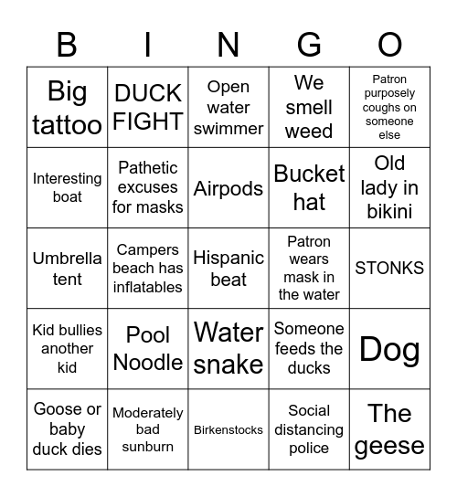 DAR Bingo Card