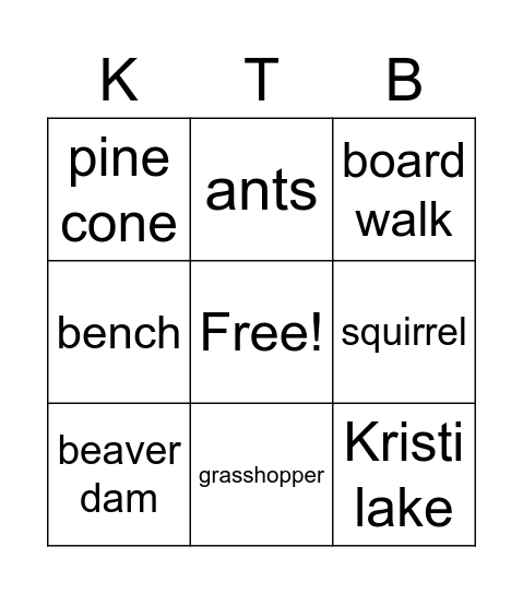 Kristi Trail Bingo Card