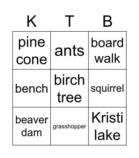 Kristi Trail Bingo Card