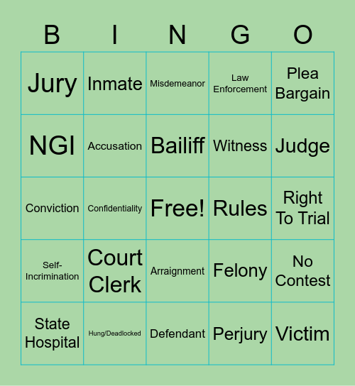 Competency Bingo Card