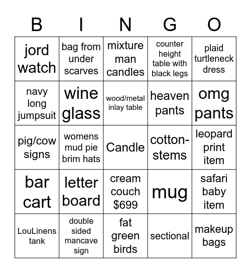 June/July Sales Bingo Card