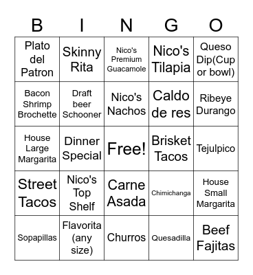 Nico's Bingo Card