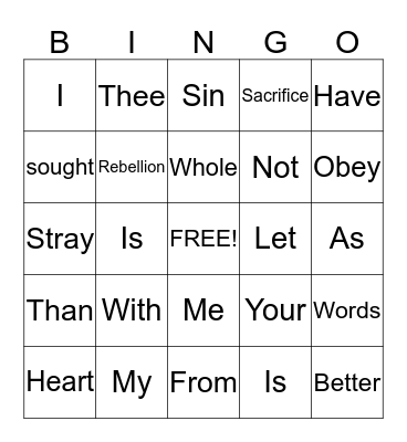 Being A Disciple Bingo Card
